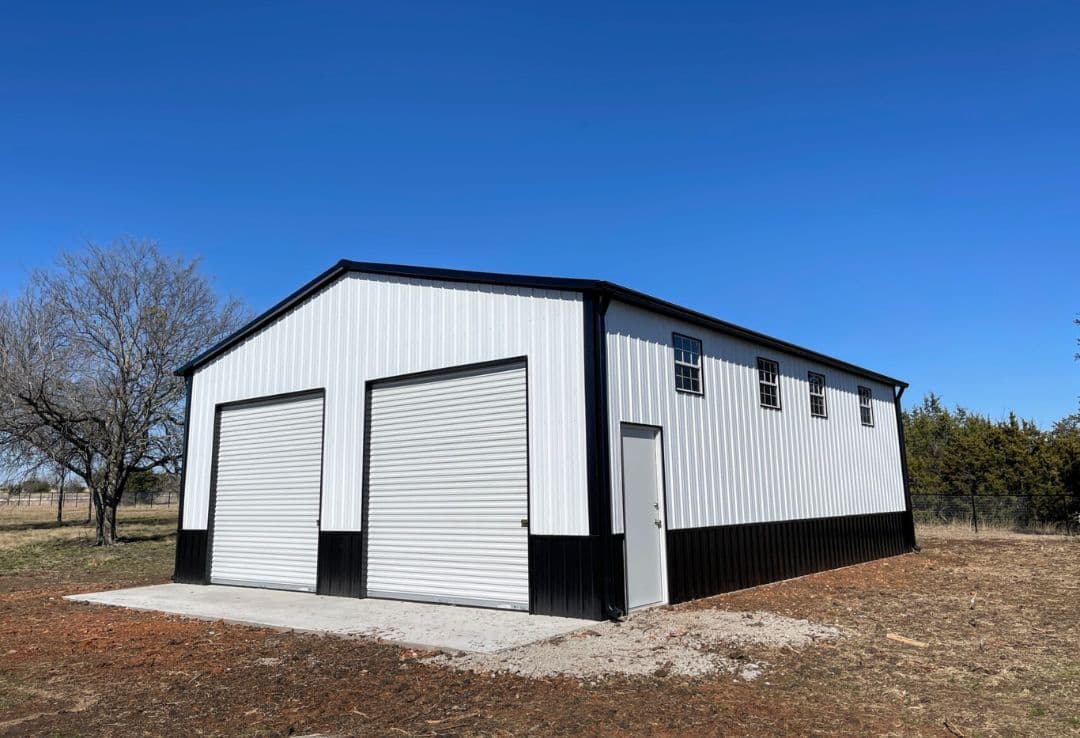 White metal prefab garage